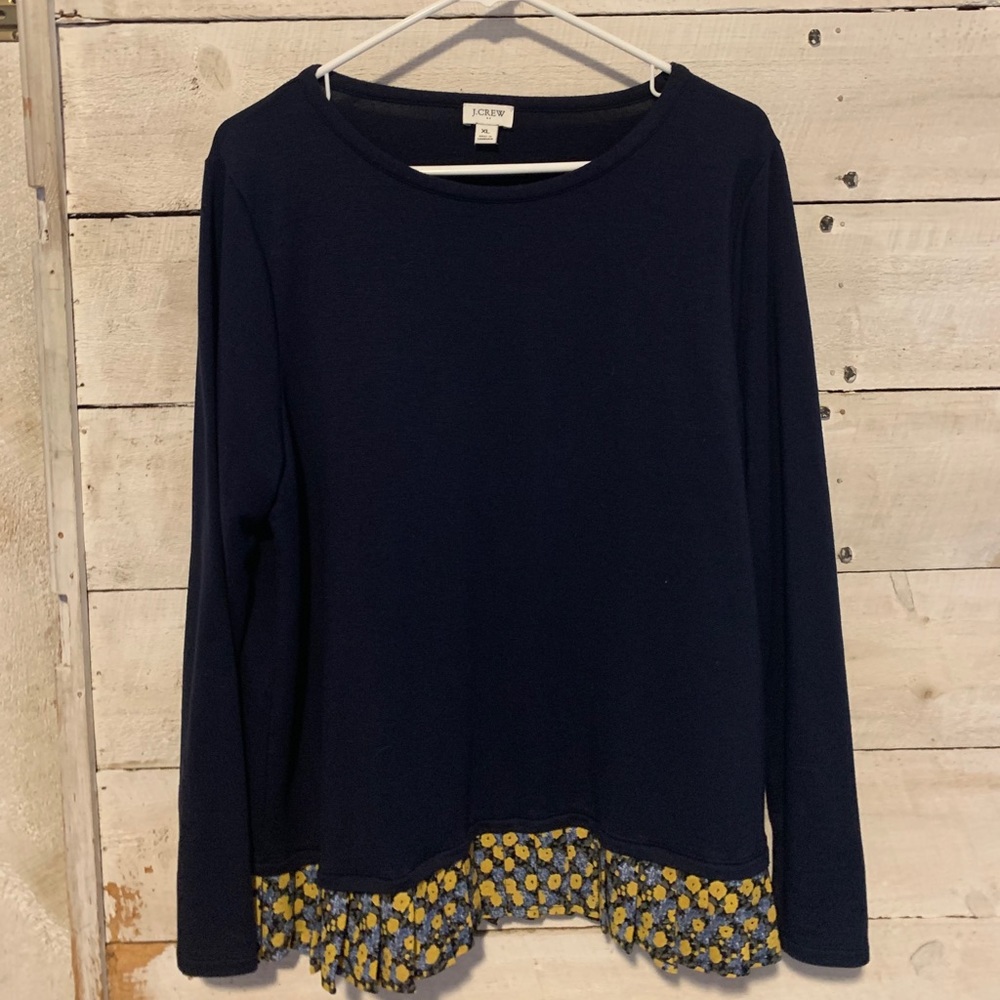 J. Crew crew neck pleated hem shirt